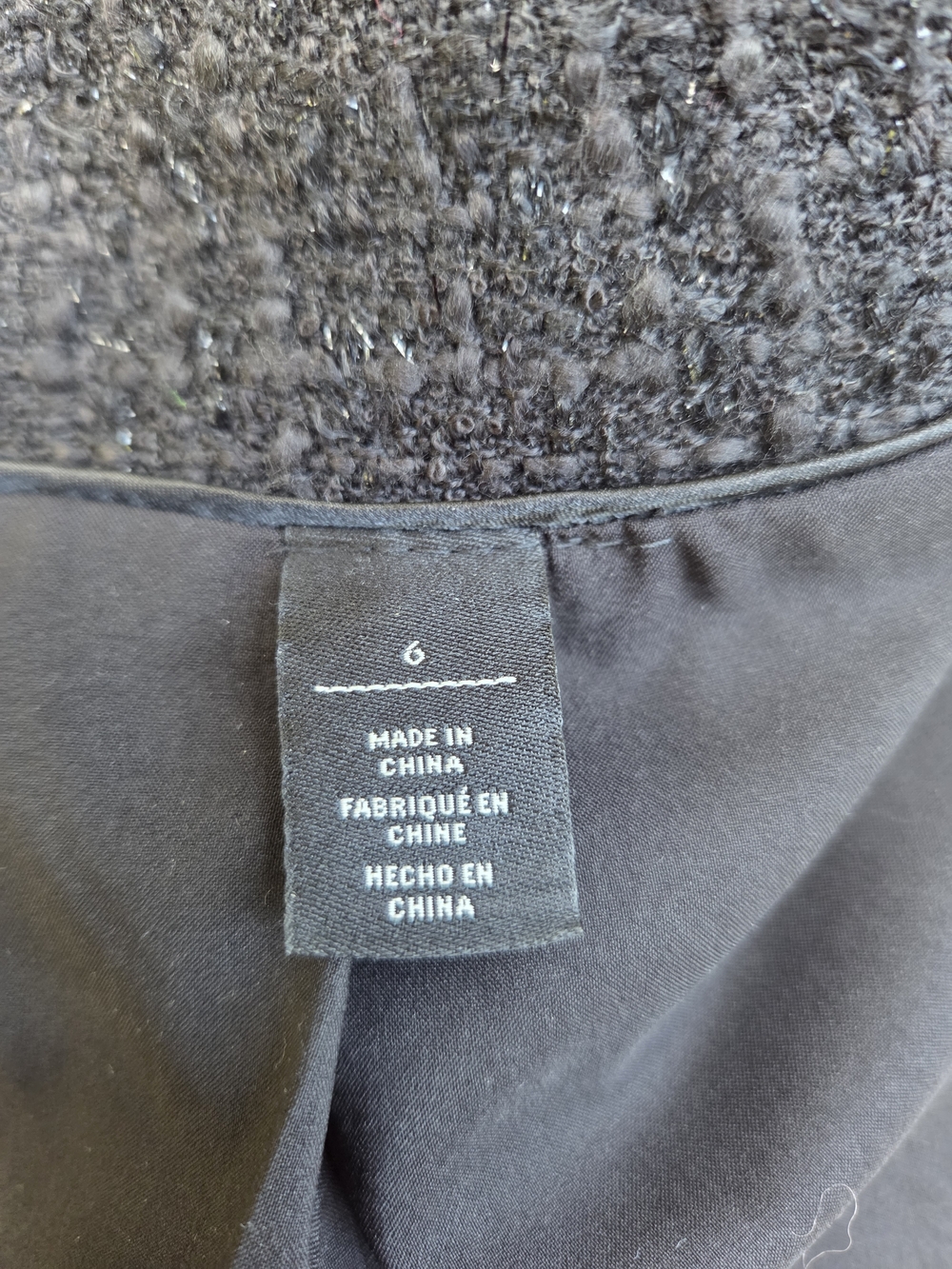 White House Black Market‎ Black Tweed Pearl Trim Jacket Size 6 - Picture 11 of 11